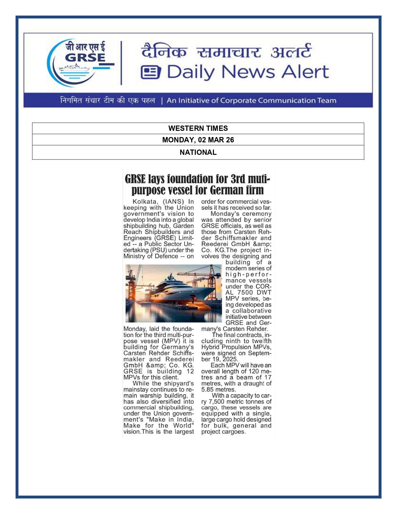  Press Coverage: 02 MAR 26: TIMES OF INDIA 